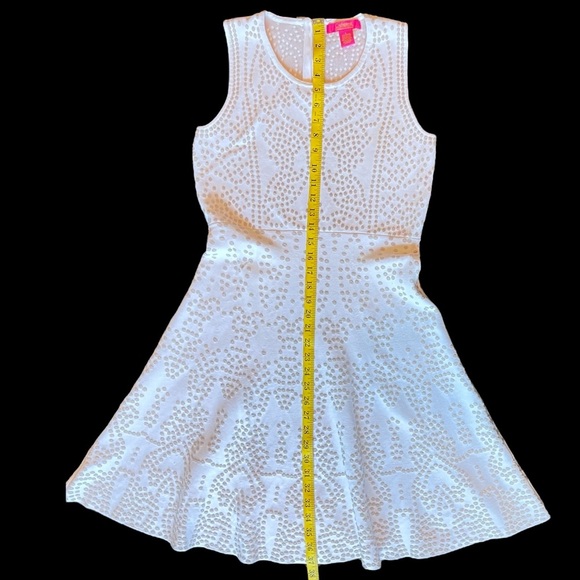 CATHERINE MALANDRINO ~ White Knit Dress with Polka Dot Pattern Design ~ … - Picture 2 of 6